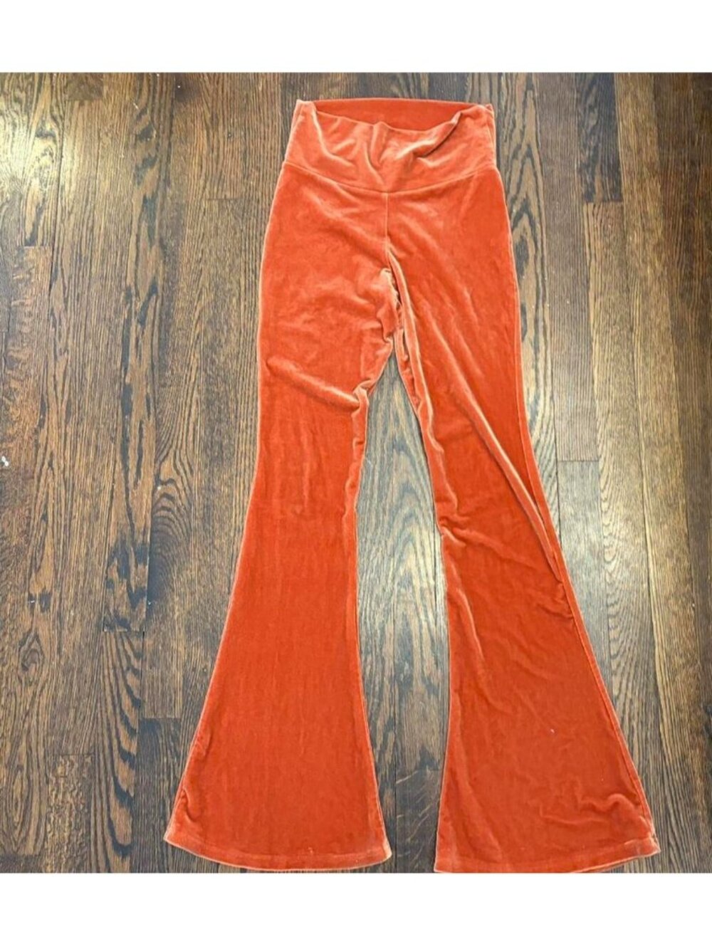 Home Cooked Karma Orange Velvet Bell Bottoms, Flare Pants, Small, Boho, Festival